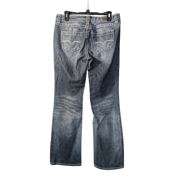 Harley-Davidson Women’s Dark Wash Distressed Bootcut Jeans - 10 Tall - Picture 3 of 6